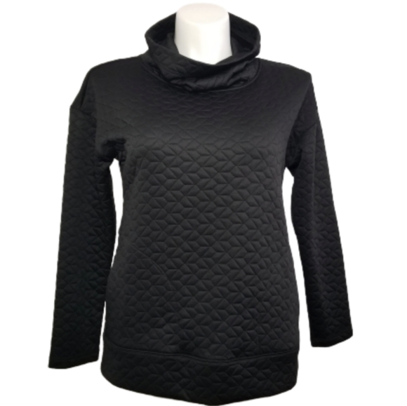 quilted cowl neck pullover